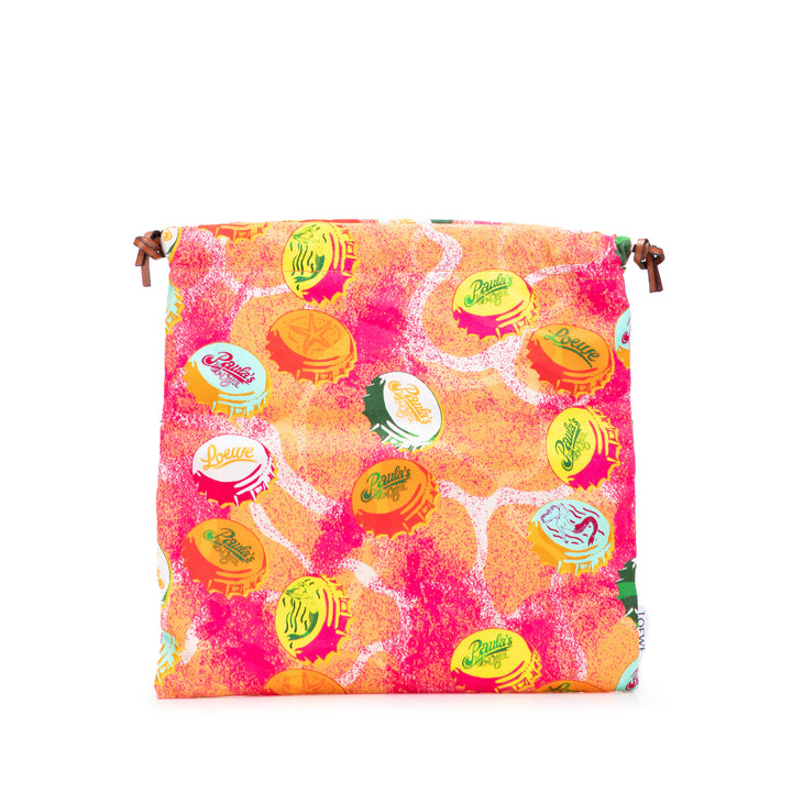 LOEWE Paulas Ibiza Toile Bottle Cap Print Drawstring Pochette
