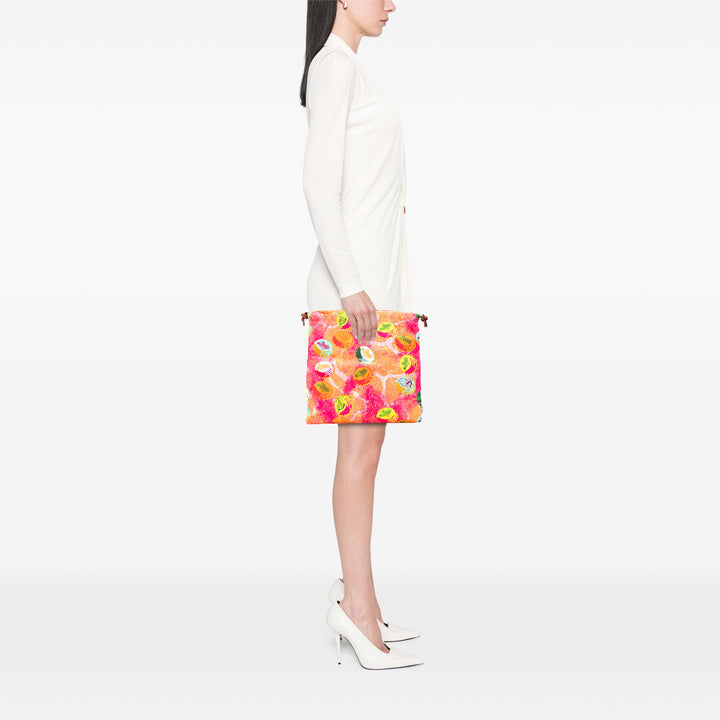 LOEWE Paulas Ibiza Toile Bottle Cap Print Drawstring Pochette