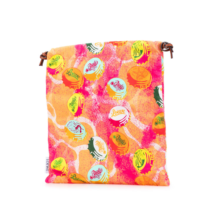 LOEWE Paulas Ibiza Toile Bottle Cap Print Drawstring Pochette