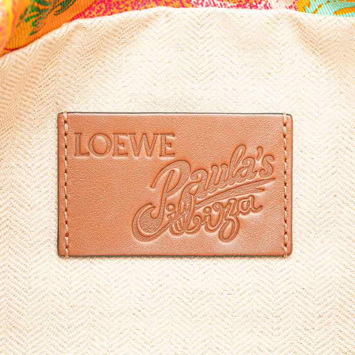 LOEWE Paulas Ibiza Toile Bottle Cap Print Drawstring Pochette