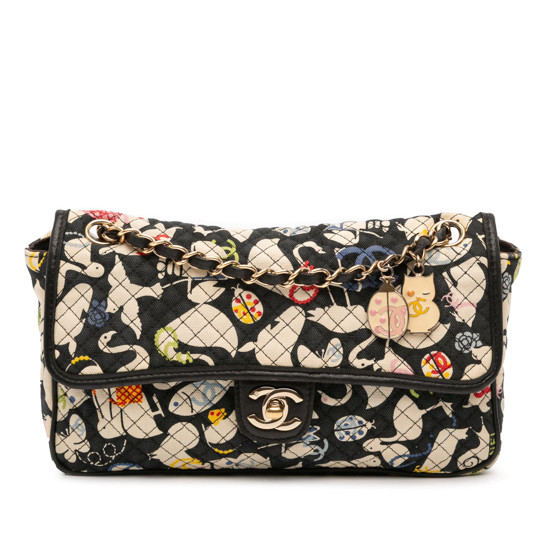 Chanel Medium Printed Toile Animals Simple rabat Noir – GABY PARIS Authentique