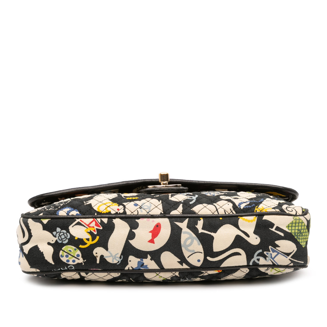 Chanel Medium Printed Toile Animals Simple rabat Noir – GABY PARIS Authentique