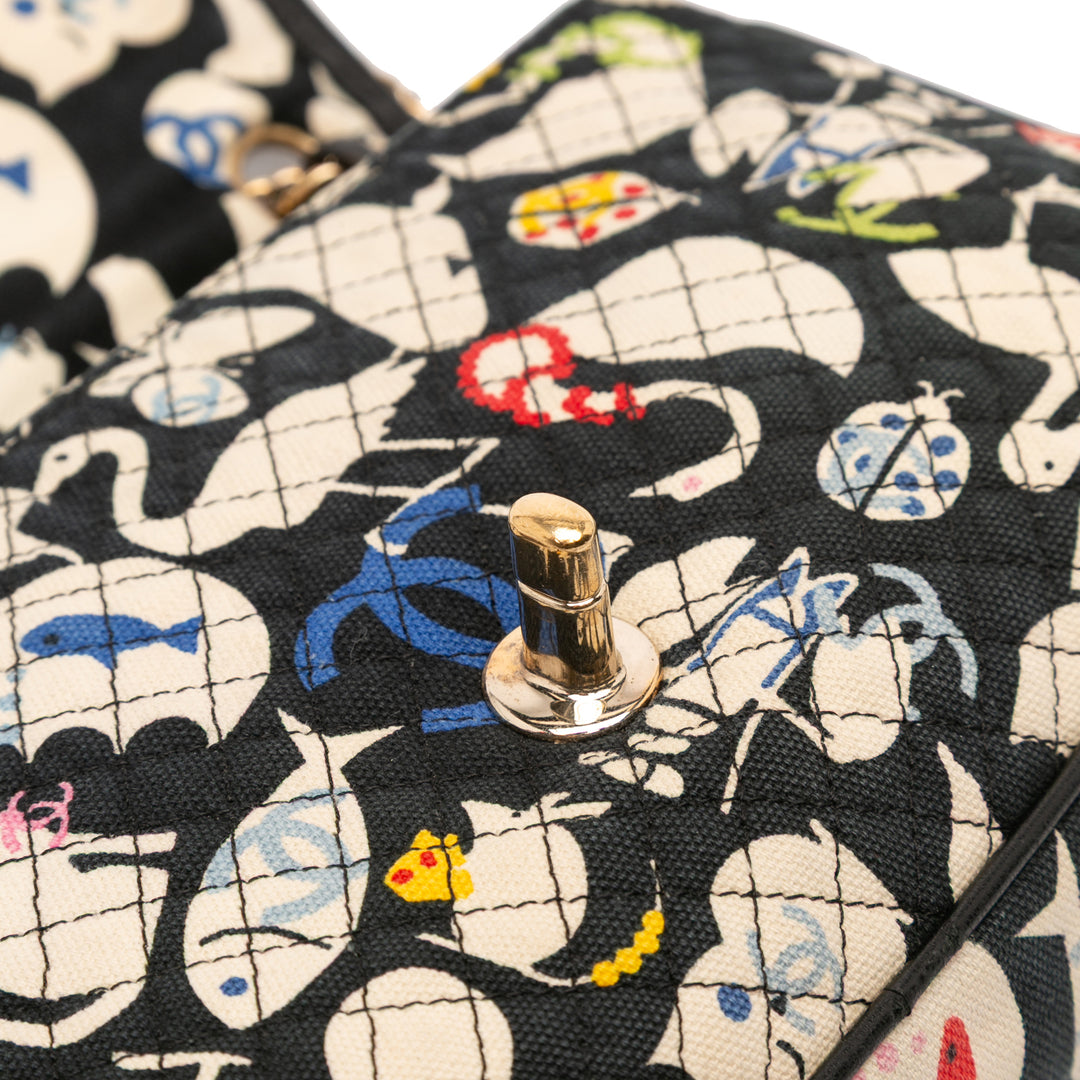 Chanel Medium Printed Toile Animals Simple rabat Noir – GABY PARIS Authentique