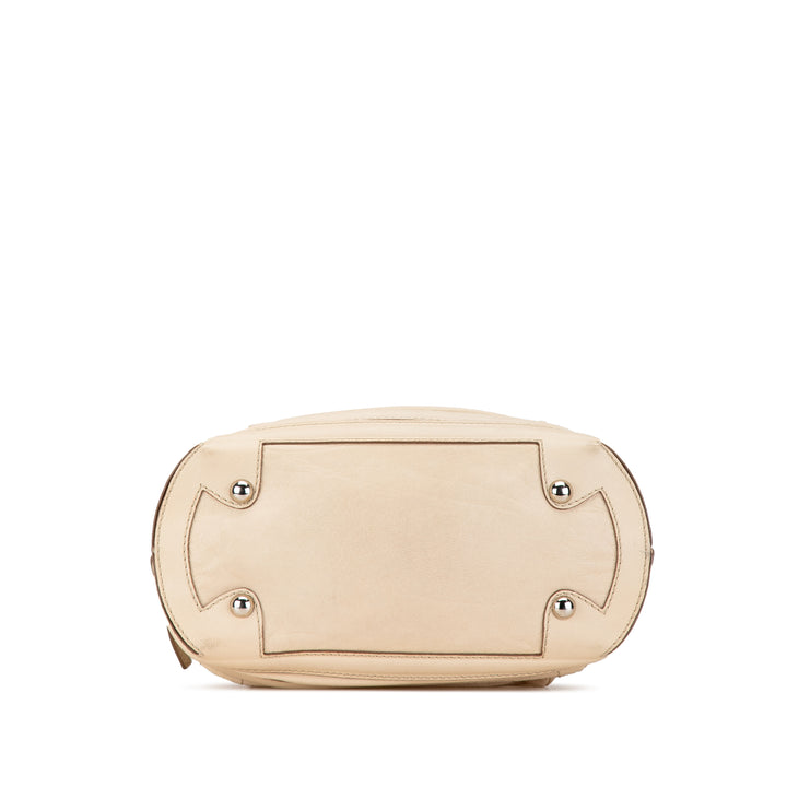 Goatskin Square Stitch Essential Bowler Brown - Gaby Paris