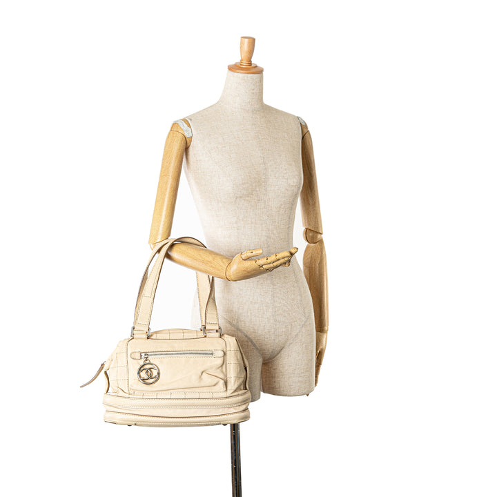 Goatskin Square Stitch Essential Bowler Brown - Gaby Paris
