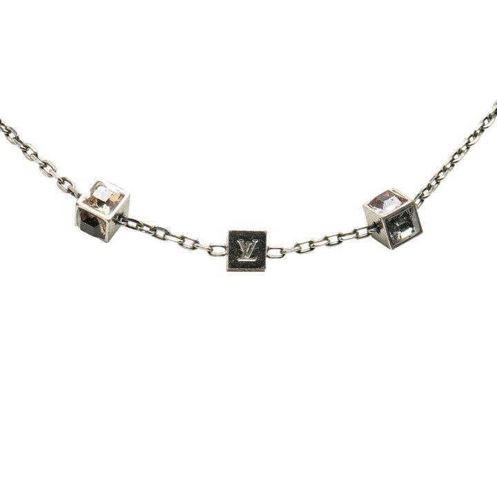 Silver Plated Crystal Gamble Necklace Silver - Gaby Paris