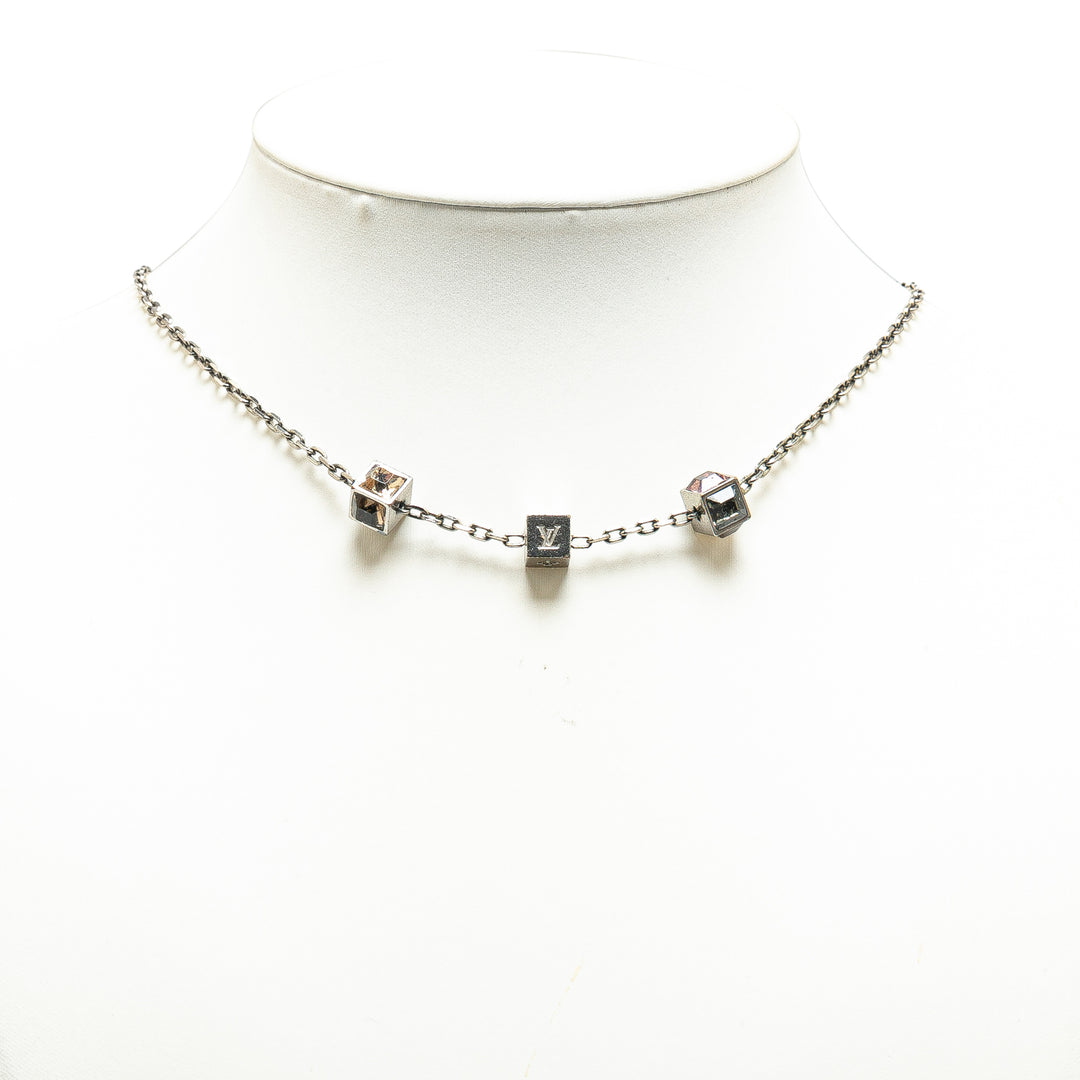 Silver Plated Crystal Gamble Necklace Silver - Gaby Paris