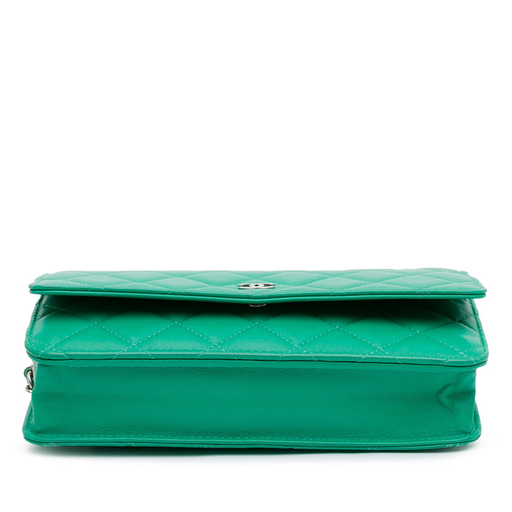 Classic Lambskin Wallet on Chain Green - Gaby Paris