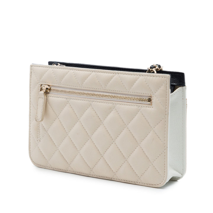 Chanel CC Tricolor Matelassé Cuir de chèvre Multi Pocket Wallet on Chain