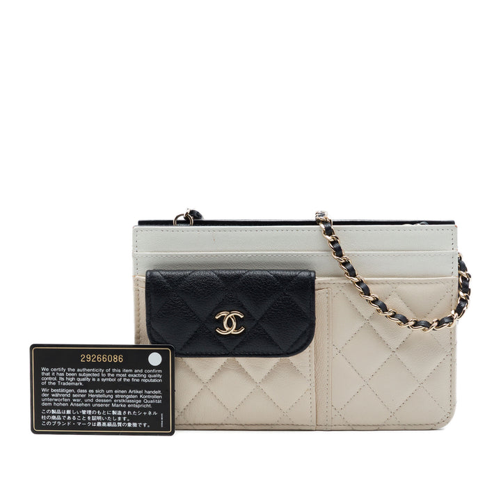 Chanel CC Tricolor Matelassé Cuir de chèvre Multi Pocket Wallet on Chain