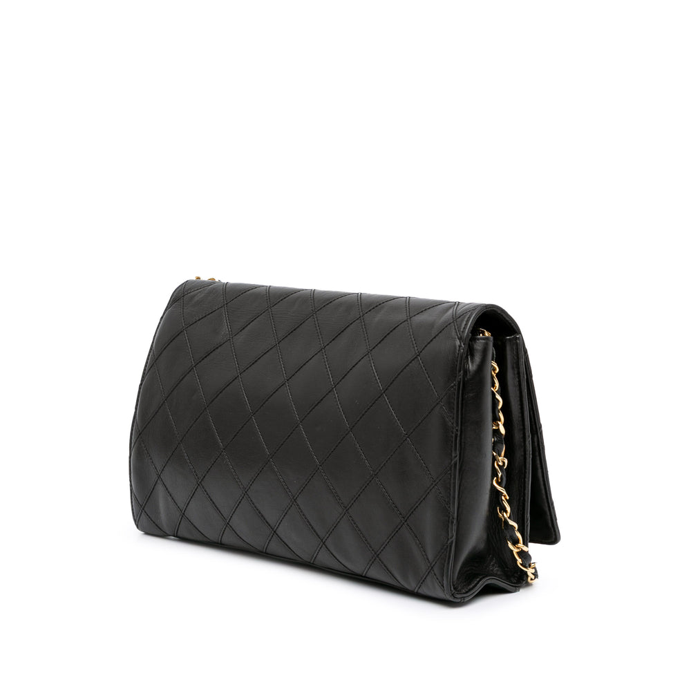 Small CC Quilted Lambskin Turnlock Full Single Flap Black - Gaby Paris