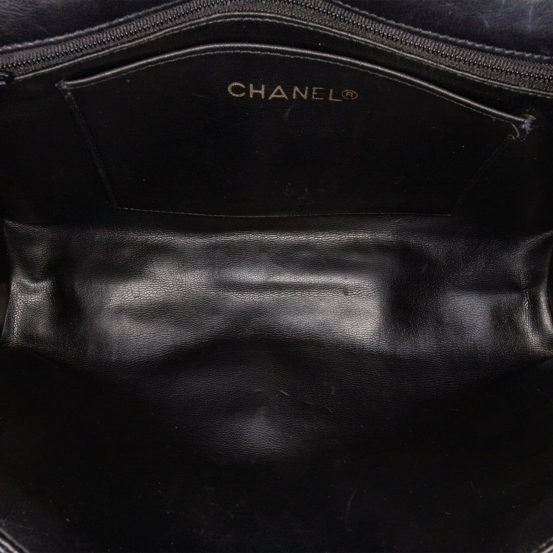 Small CC Quilted Lambskin Turnlock Full Single Flap Black - Gaby Paris