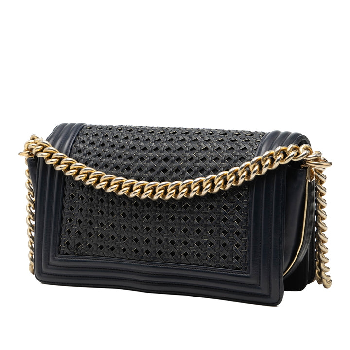 Chanel Old Medium Braided Sheepskin Boy à rabat