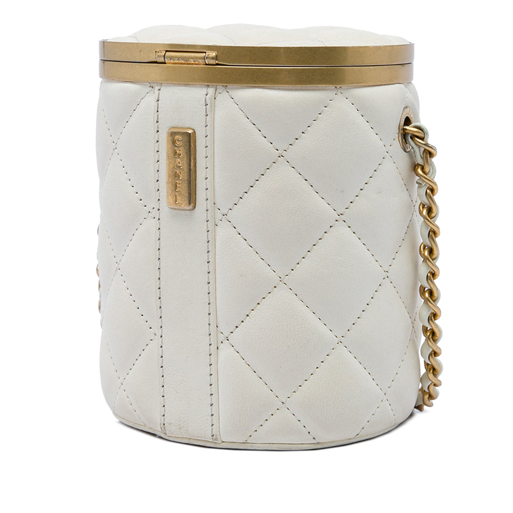 Chanel Matelassé Crown Sac boîte Mini Cuir d'agneau Blanc – vue 2 – GABY PARIS
