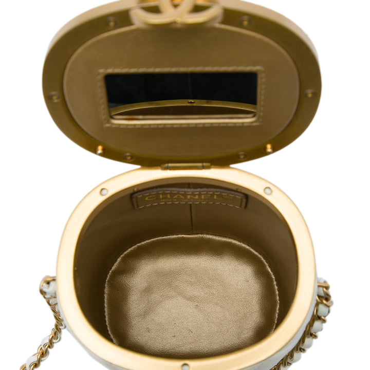 Chanel Matelassé Crown Sac boîte Mini Cuir d'agneau Blanc – vue 4 – GABY PARIS