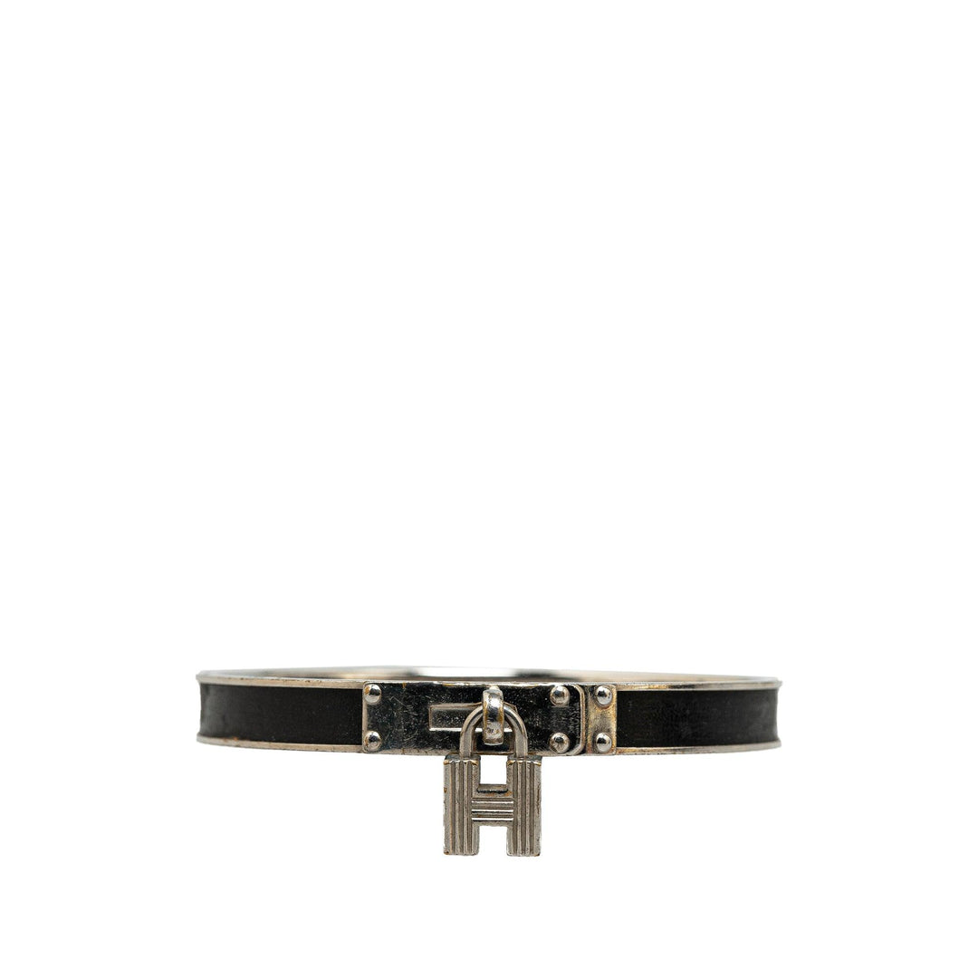 Palladium Plated Kelly H Lock Bangle Black - Gaby Paris