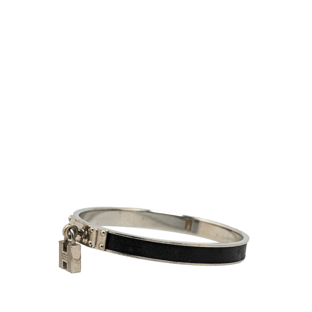 Hermès Palladium Plated Kelly H Lock Bangle Black - GABY PARIS