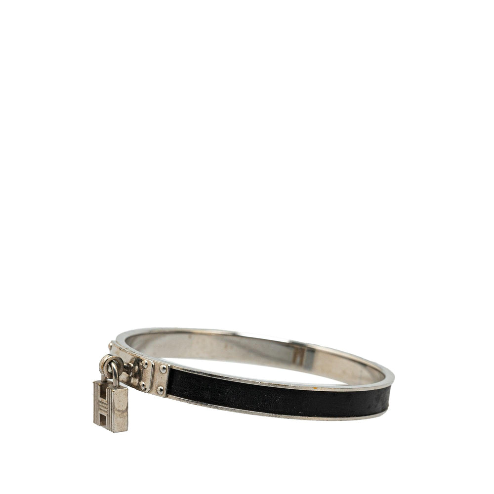 Palladium Plated Kelly H Lock Bangle Black - Gaby Paris