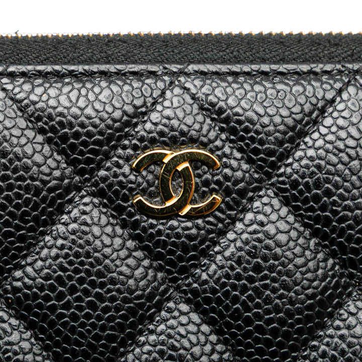 Quilted Caviar CC Zip Around Long Wallet Black - Gaby Paris