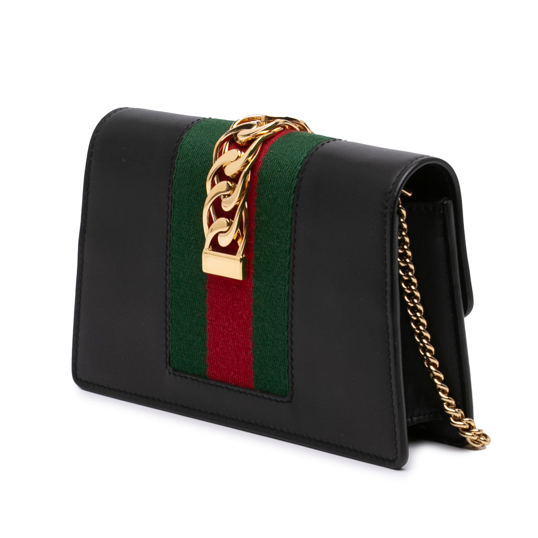 Gucci Super Mini Cuir de veau Web Sylvie Chain Sac porté croisé