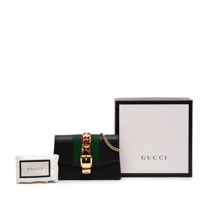 Gucci Super Mini Cuir de veau Web Sylvie Chain Sac porté croisé