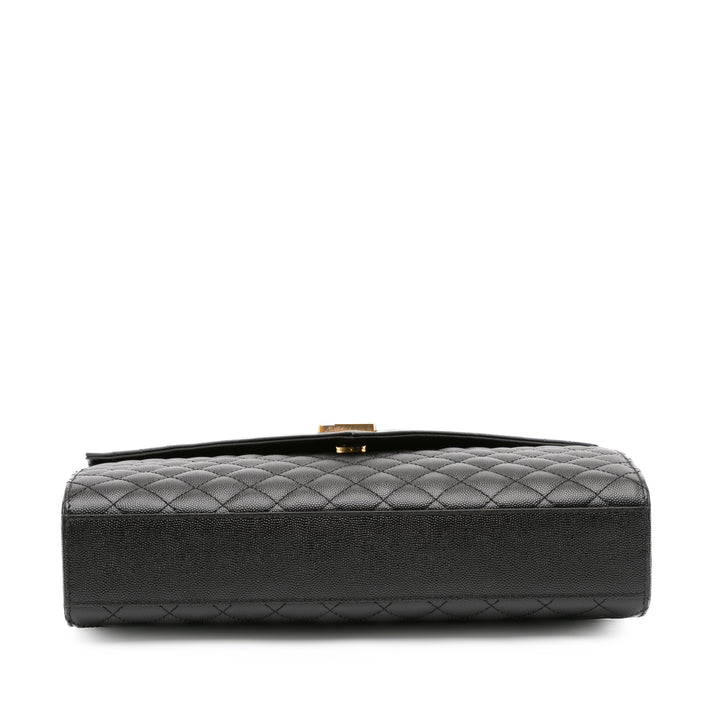 Saint Laurent Large Grain De Poudre Triquilt Monogram Envelope Bag Noir
