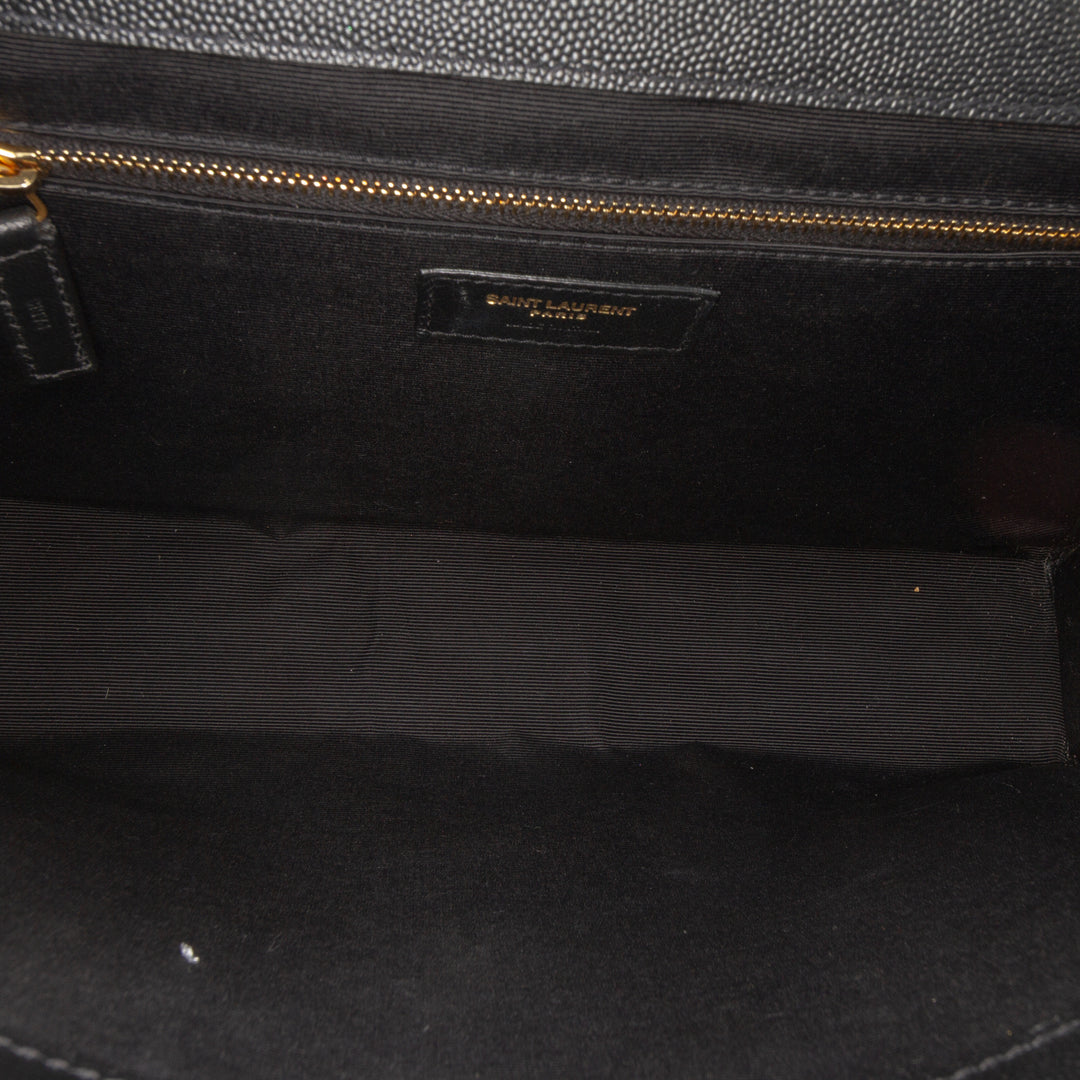 Saint Laurent Large Grain De Poudre Triquilt Monogram Envelope Bag Noir