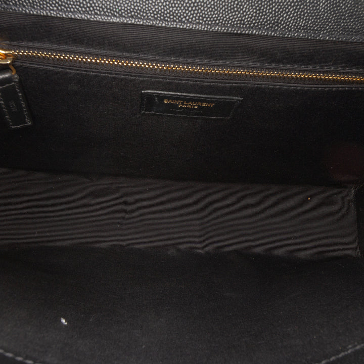 Saint Laurent Large Grain De Poudre Triquilt Monogram Envelope Bag Noir