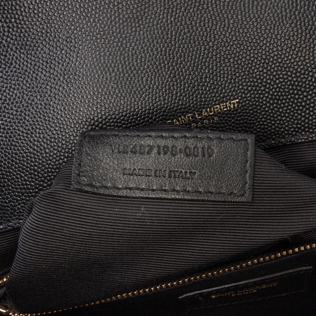 Saint Laurent Large Grain De Poudre Triquilt Monogram Envelope Bag Noir