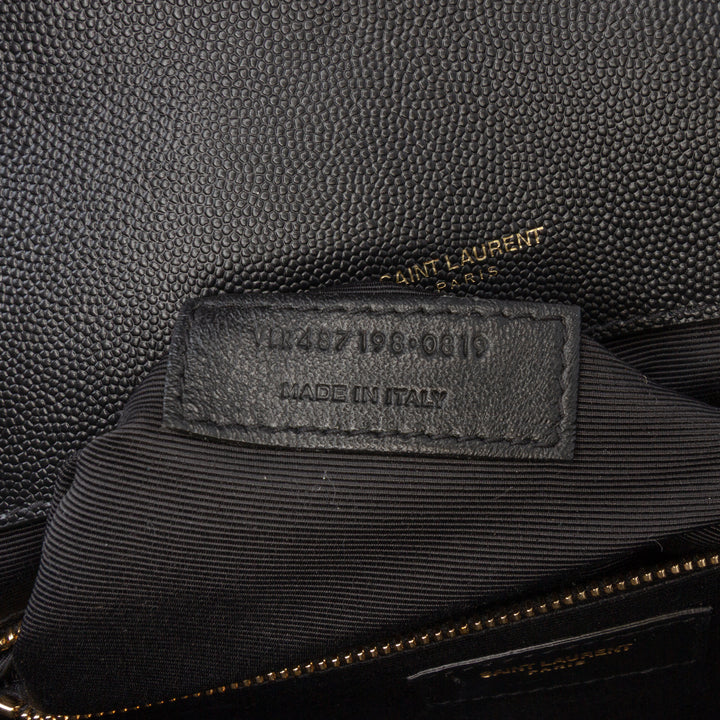 Saint Laurent Large Grain De Poudre Triquilt Monogram Envelope Bag Noir