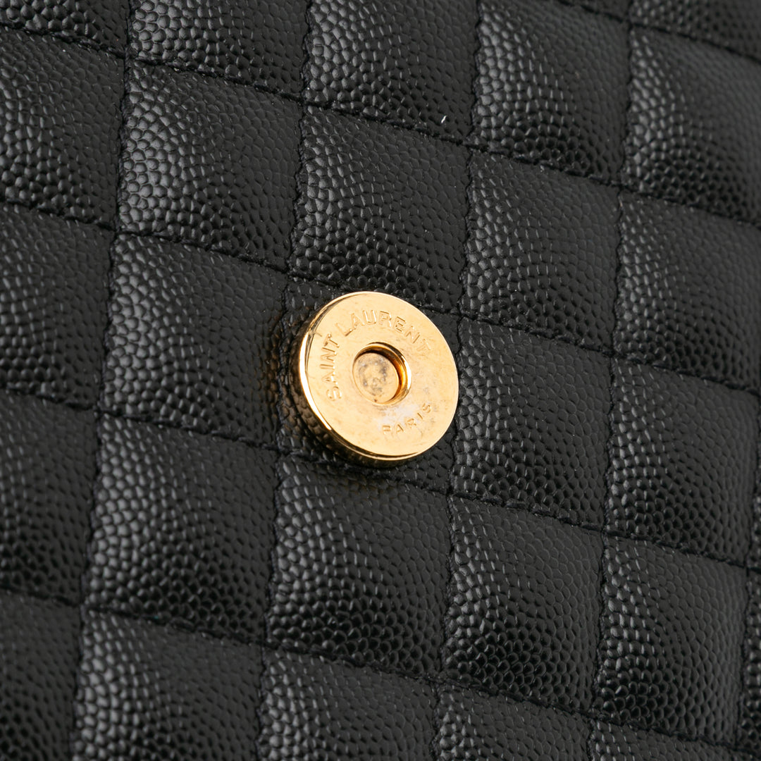 Saint Laurent Large Grain De Poudre Triquilt Monogram Envelope Bag Noir