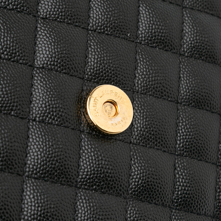 Saint Laurent Large Grain De Poudre Triquilt Monogram Envelope Bag Noir
