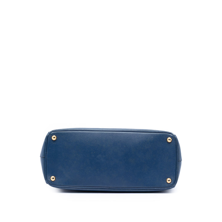 Prada Sac à main Lux Galleria Double Zippé Saffiano Moyen Bleu – vue 3 – GABY PARIS