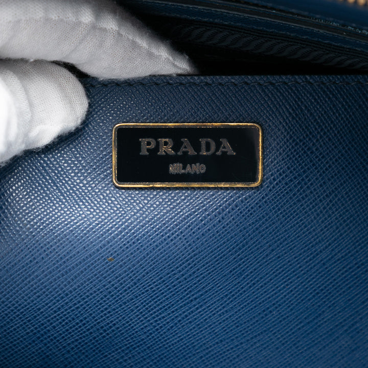 Prada Sac à main Lux Galleria Double Zippé Saffiano Moyen Bleu – vue 5 – GABY PARIS
