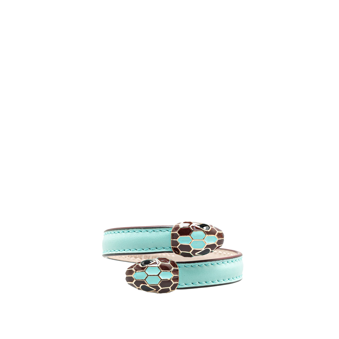 Calfksin and Gold Plated Serpenti Forever Bracelet Blue - Gaby Paris