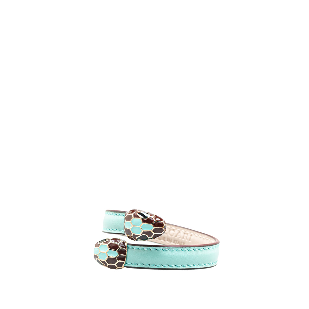 Calfksin and Gold Plated Serpenti Forever Bracelet Blue - Gaby Paris
