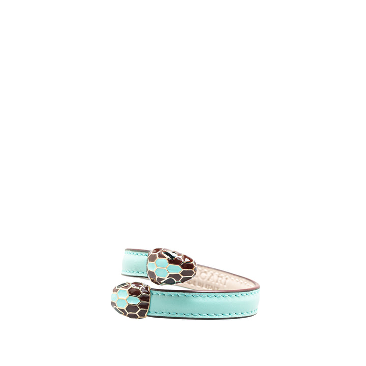 Calfksin and Gold Plated Serpenti Forever Bracelet Blue - Gaby Paris
