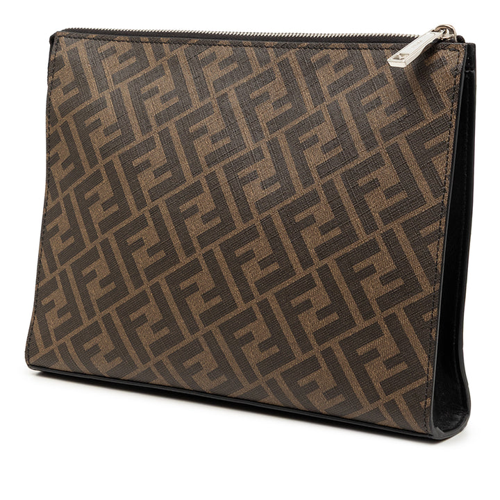 Fendi Zucca Coated Toile Diagonal Front Zip Pochette