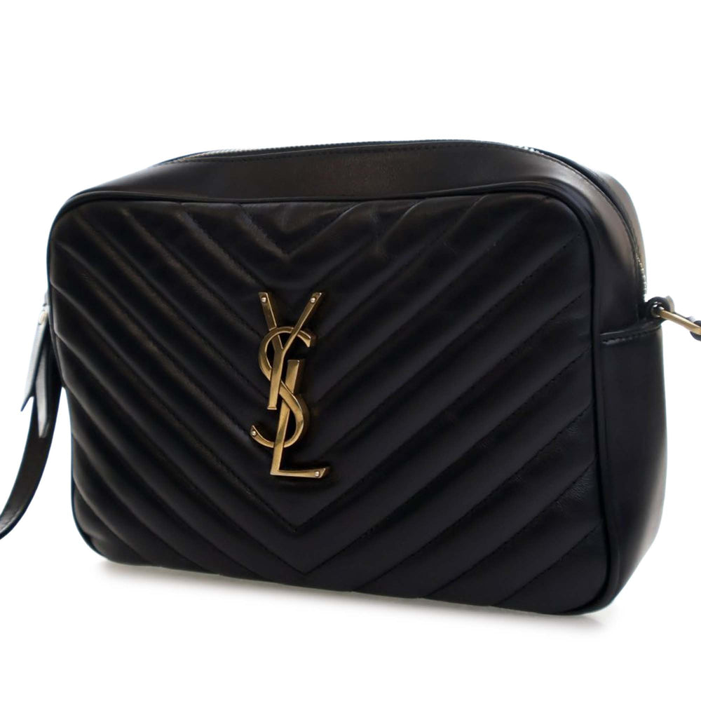 Matelasse Leather Monogram Lou Camera Bag Black - Gaby Paris