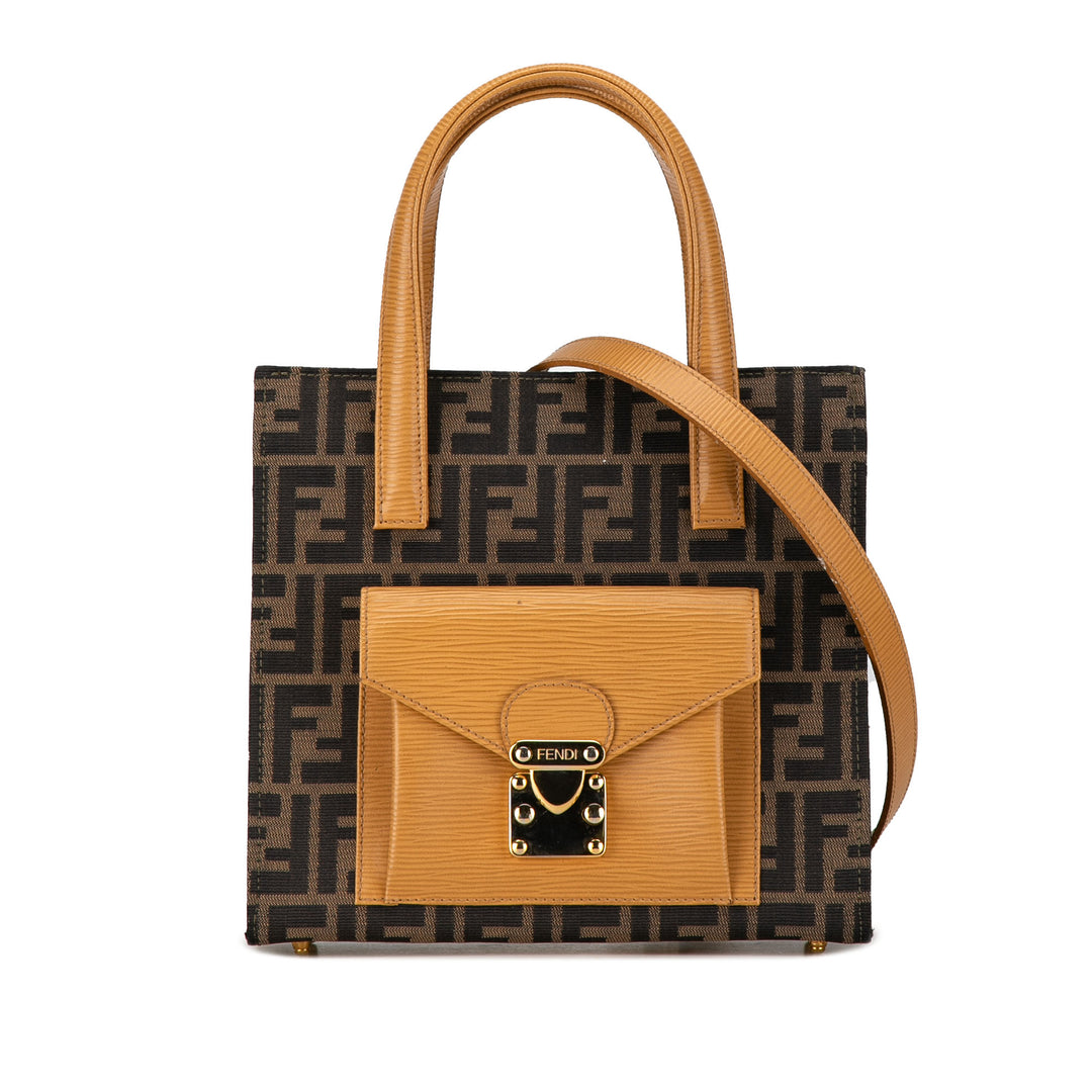 Zucca Canvas Front Pocket Tote Brown - Gaby Paris