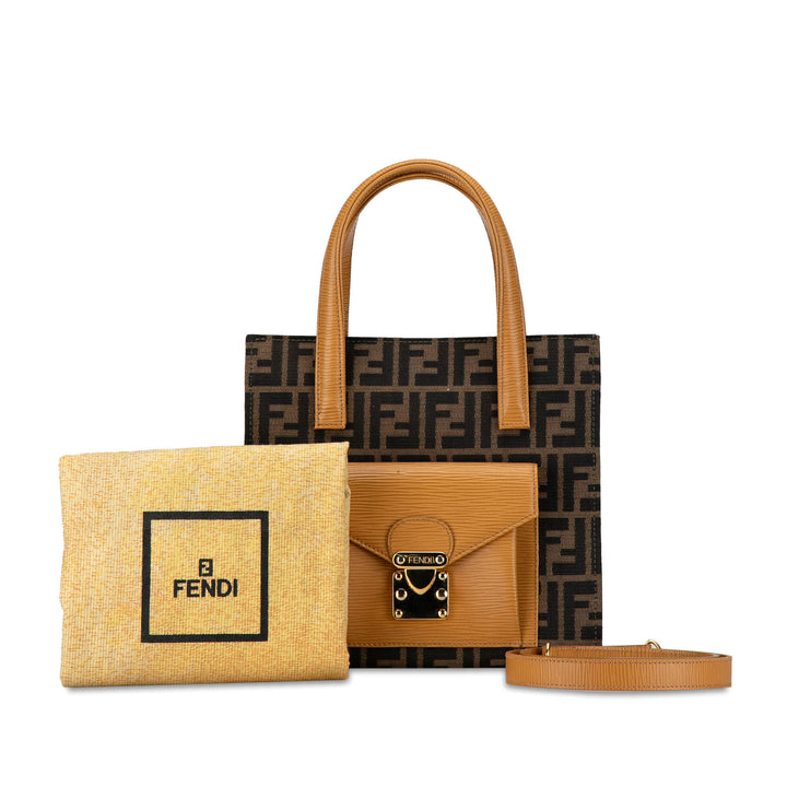 Zucca Canvas Front Pocket Tote Brown - Gaby Paris