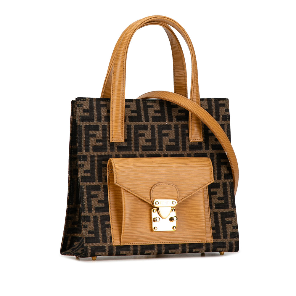Zucca Canvas Front Pocket Tote Brown - Gaby Paris