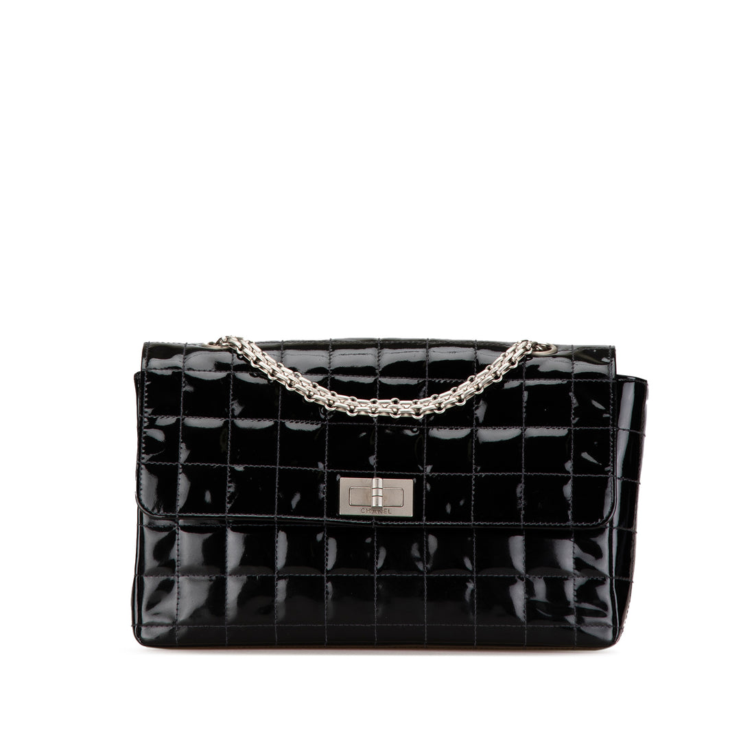 Patent Choco Bar Reissue Chain Flap Black - Gaby Paris