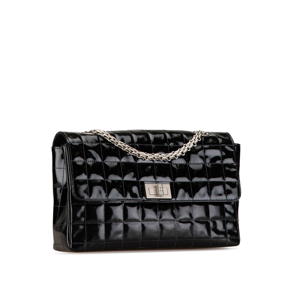 Patent Choco Bar Reissue Chain Flap Black - Gaby Paris