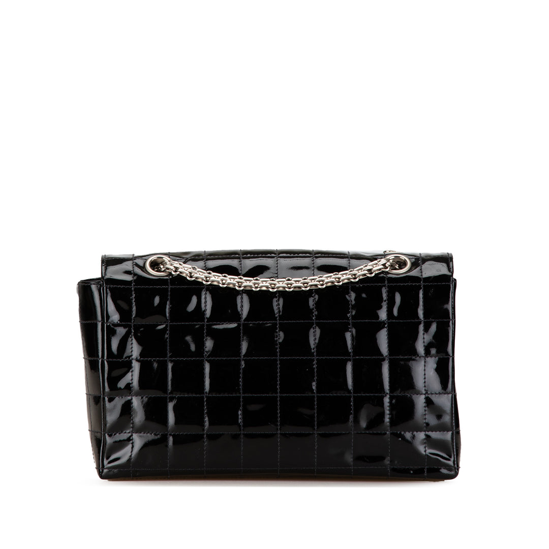 Patent Choco Bar Reissue Chain Flap Black - Gaby Paris