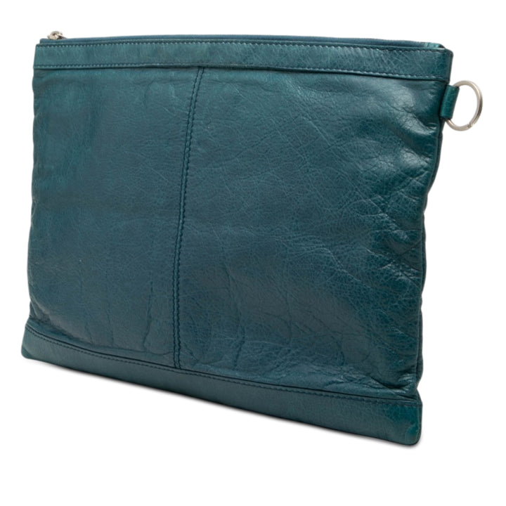Balenciaga Cuir d’agneau Motocross Classic Clip Pochette L