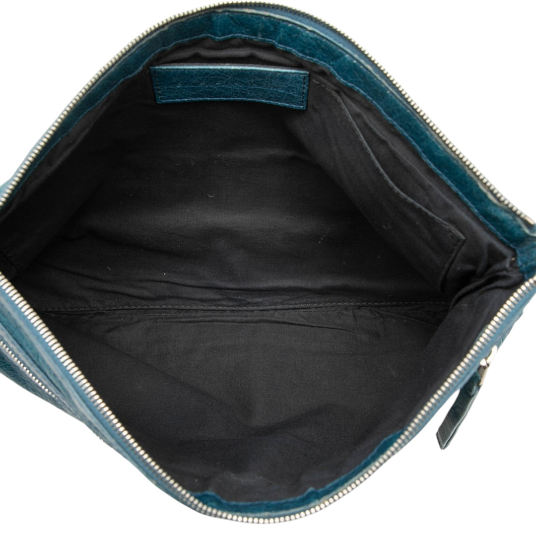 Balenciaga Cuir d’agneau Motocross Classic Clip Pochette L