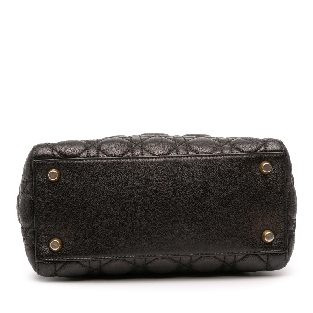 Dior Medium Grained Cuir de veau Cannage Supple Lady Dior Noir