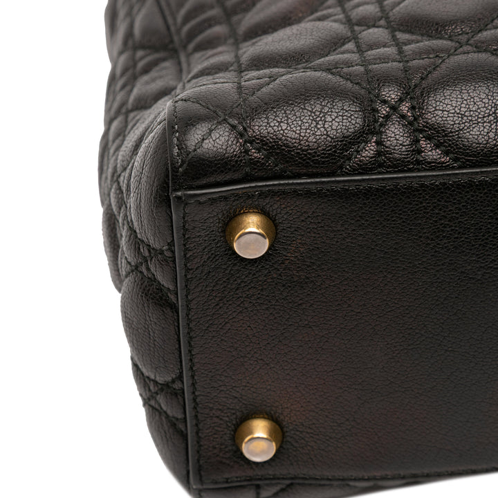Dior Medium Grained Cuir de veau Cannage Supple Lady Dior Noir