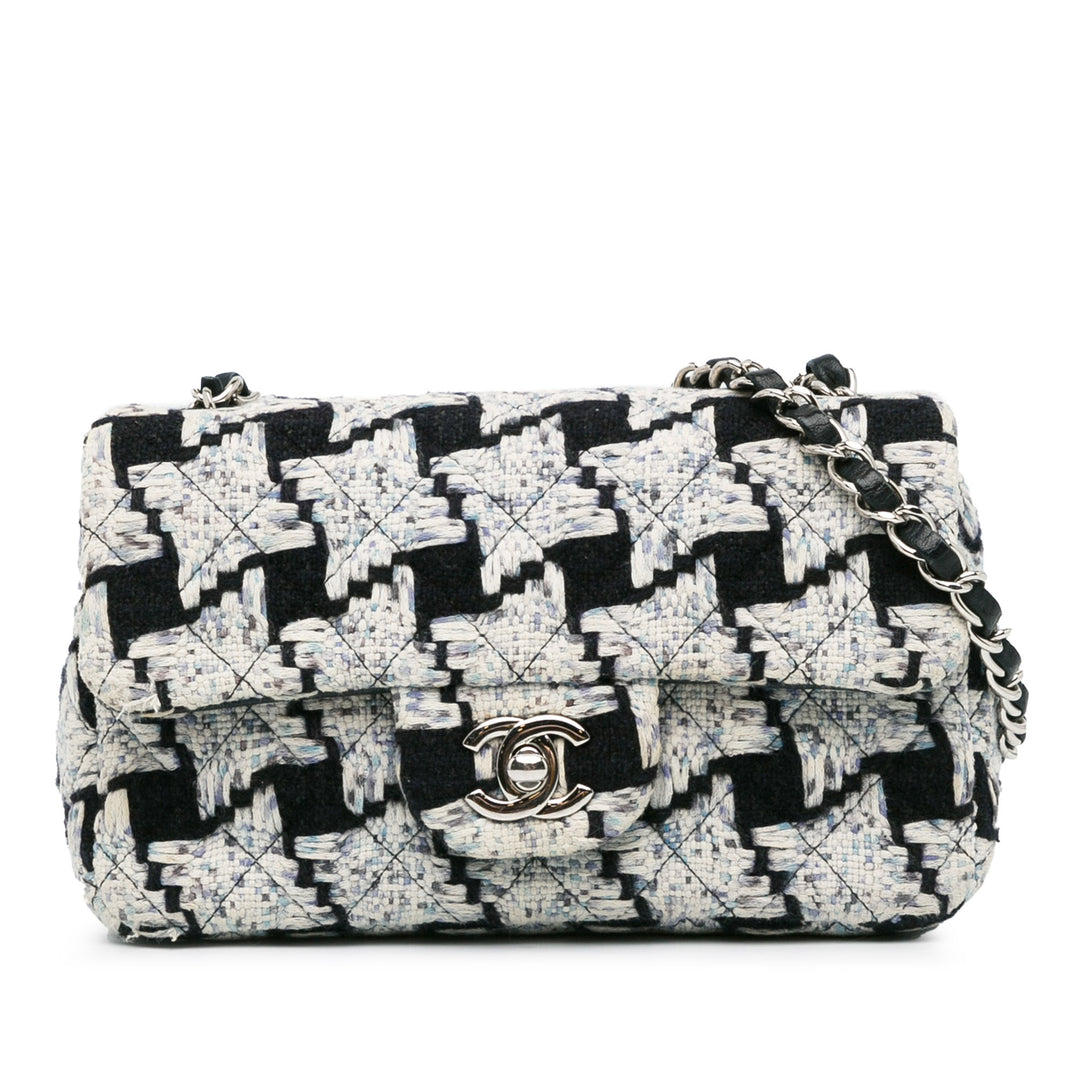 Mini Rectangular Classic Tweed Flap White - Gaby Paris